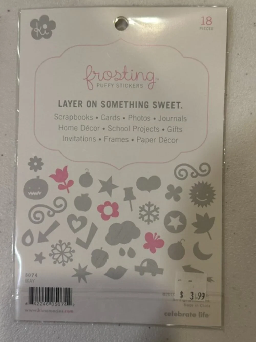 NEW Ki Memories Frosting Puffy Stickers-Set of 2: April & May